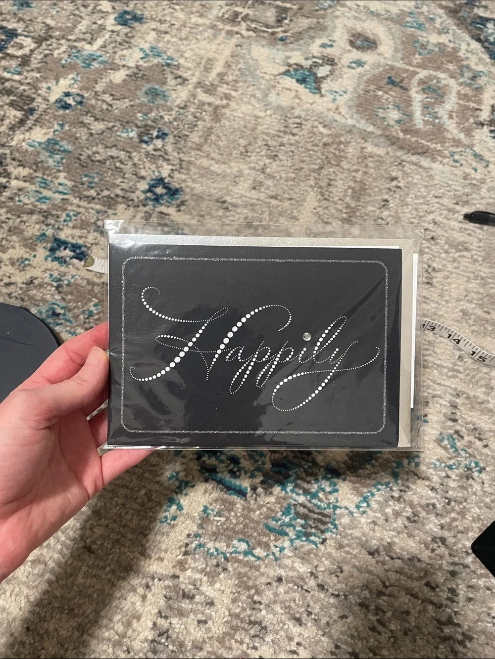 🖤5/$25 new hallmark greeting card silver envelope crystal glitter